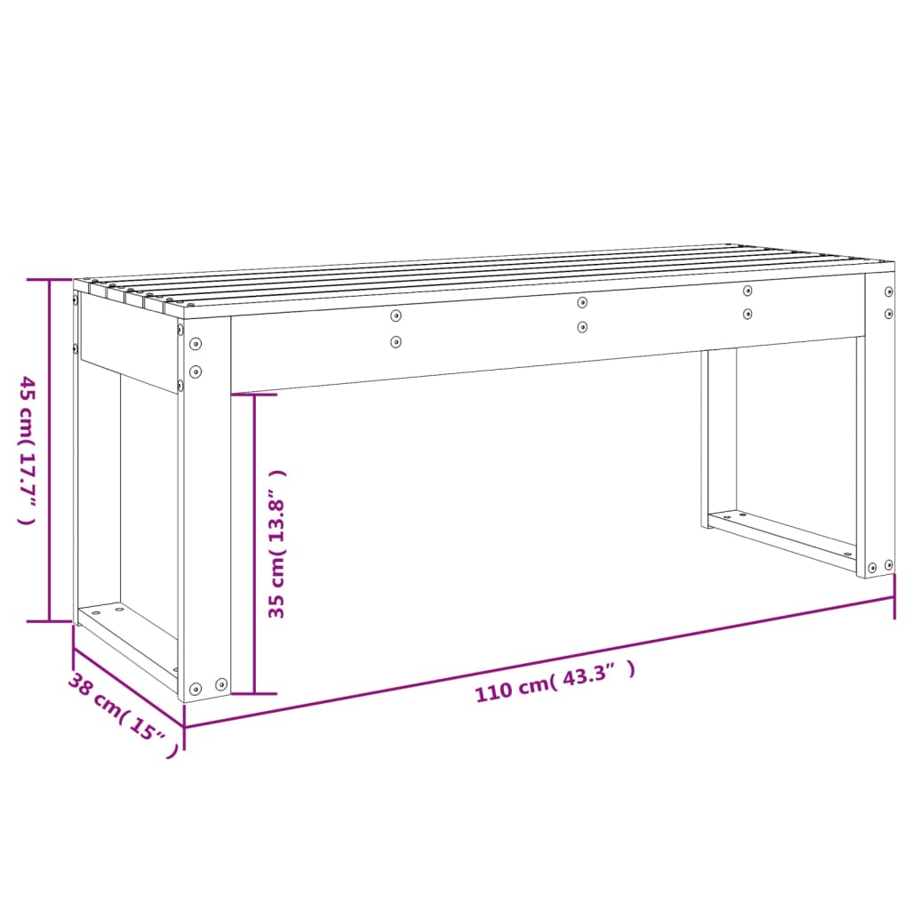 Panca da Giardino Grigia 110x38x45 cm Legno Massello di Pino