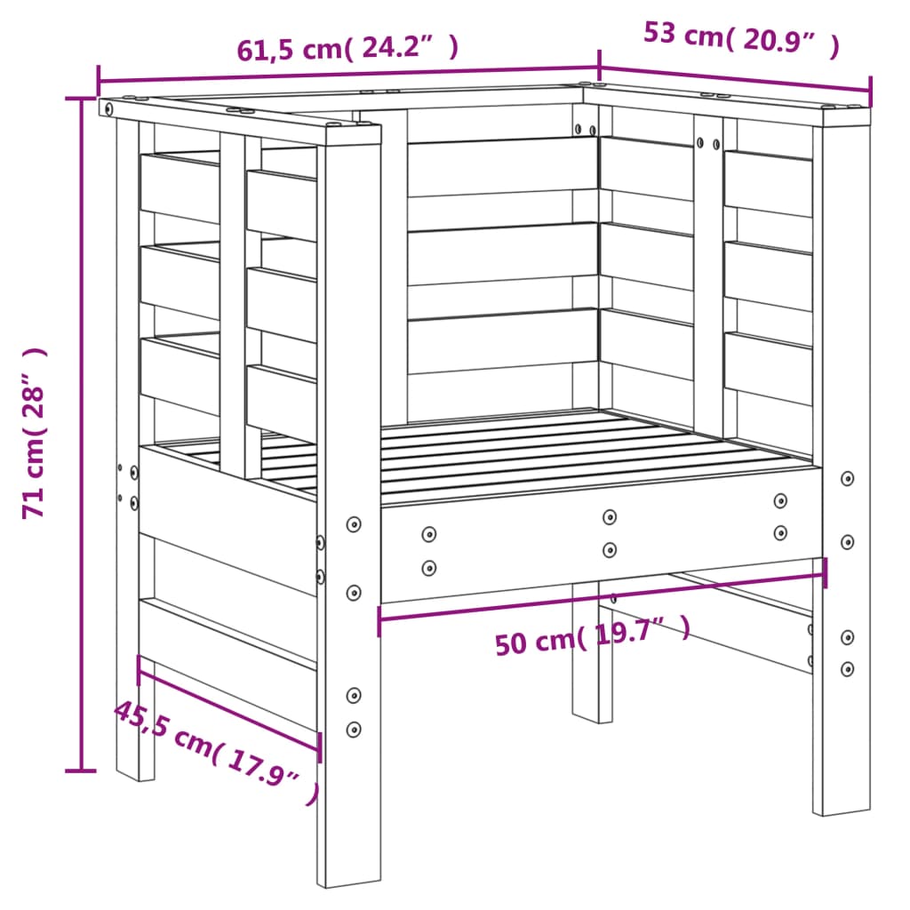 Sedie da Giardino 2pz 61,5x53x71 cm in Legno Massello di Pino