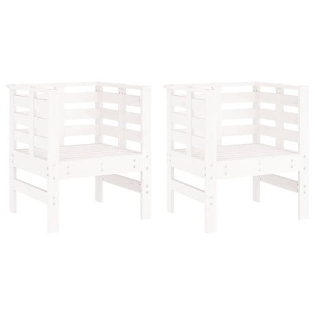 Sedie da Giardino 2pz Bianche 61,5x53x71cm Legno Massello Pino