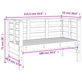 Panca da Giardino Bianca 111,5x53x71 cm Legno Massello di Pino