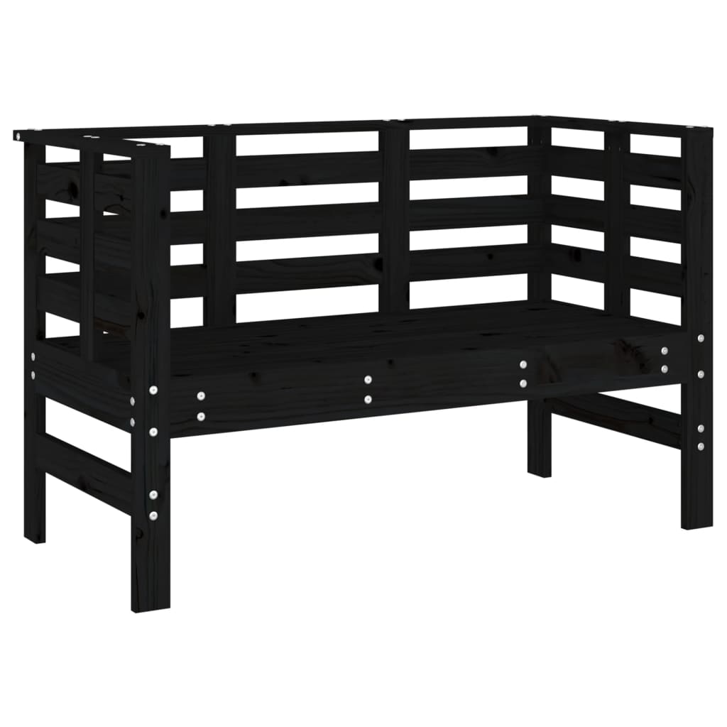 Panca da Giardino Nera 111,5x53x71 cm Legno Massello di Pino