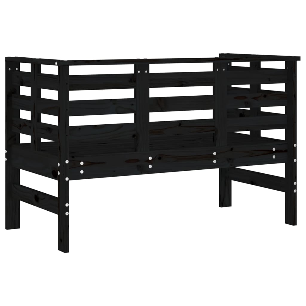 Panca da Giardino Nera 111,5x53x71 cm Legno Massello di Pino