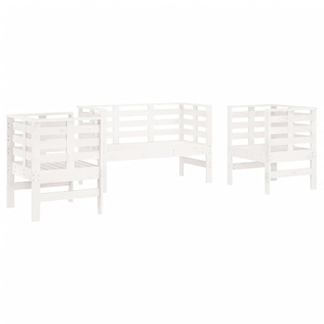 Set Salotto da Giardino 3 pz Bianco in Legno Massello di Pino