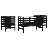 Set Salotto da Giardino 3 pz Nero in Legno Massello di Pino