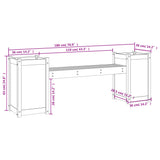 Panchina con Fioriera Grigia 180x36x63cm Legno Massello di Pino