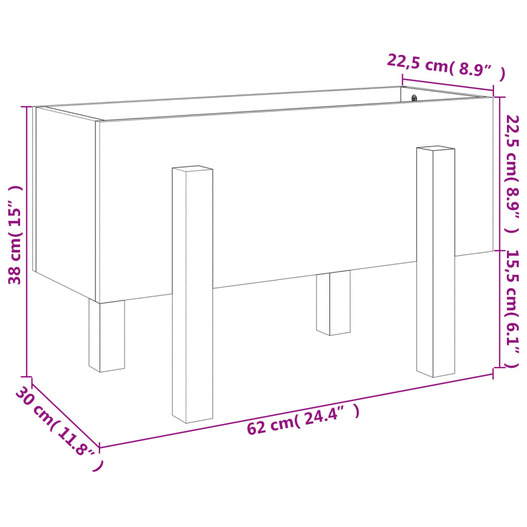 Fioriera da Giardino Bianca 62x30x38 cm Legno Massello di Pino