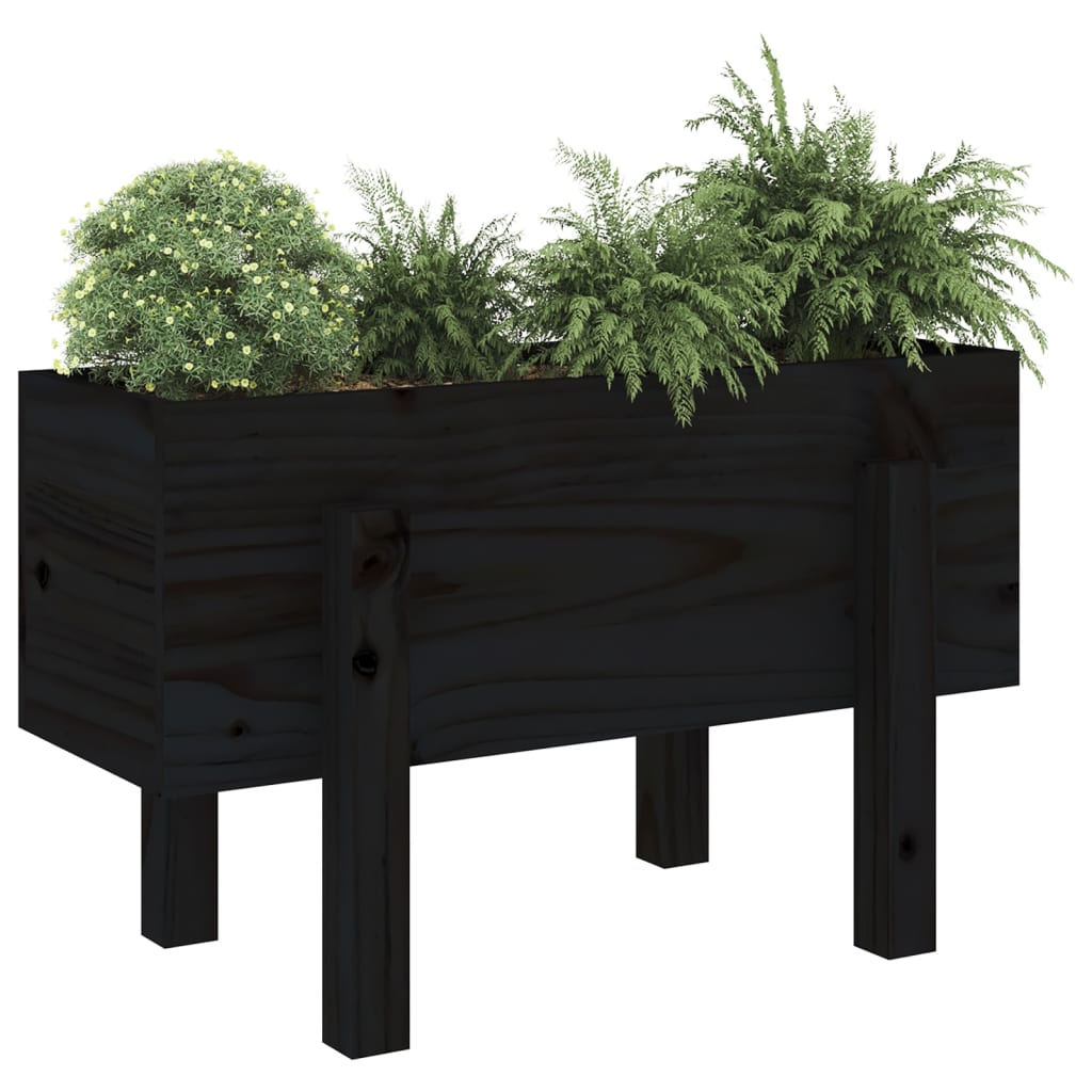 Fioriera da Giardino Nera 62x30x38 cm Legno Massello di Pino