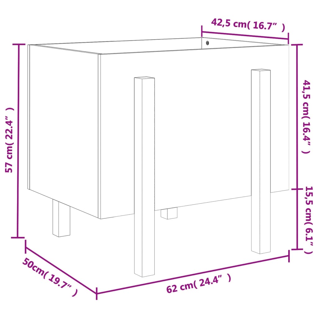 Fioriera da Giardino Bianca 62x50x57 cm Legno Massello di Pino