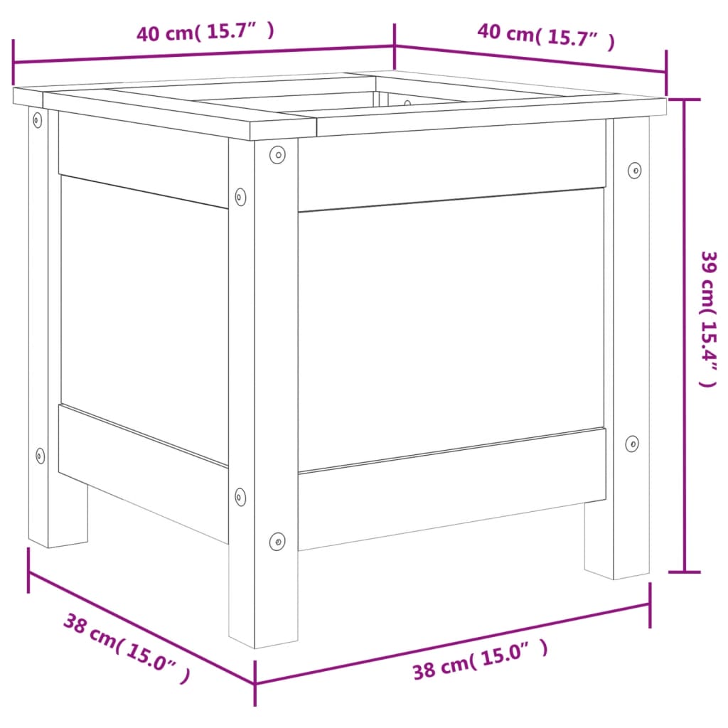 Fioriera da Giardino Bianca 40x40x39 cm Legno Massello di Pino