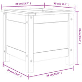 Fioriera da Giardino Bianca 40x40x39 cm Legno Massello di Pino