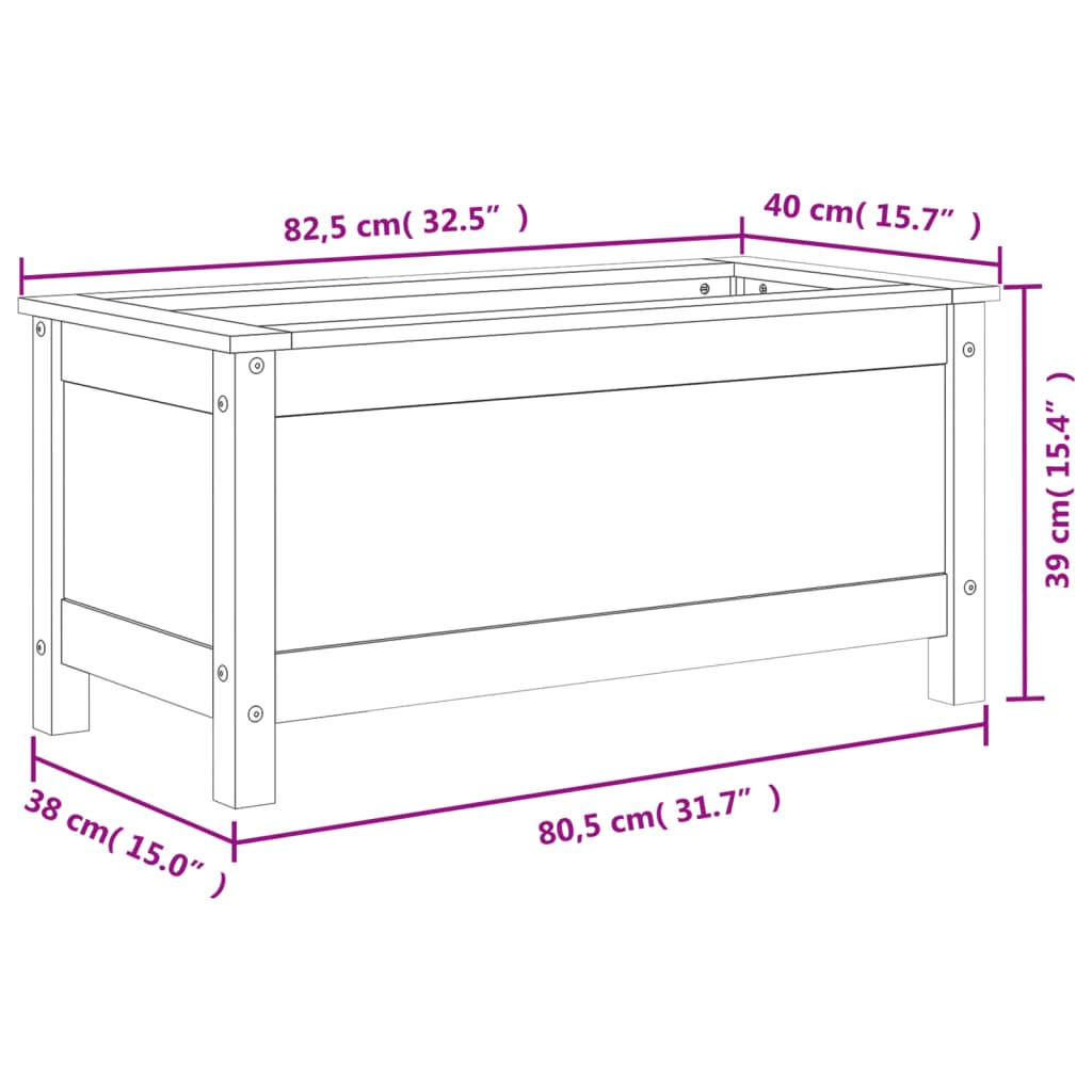 Fioriera da Giardino Bianca 82,5x40x39cm Legno Massello di Pino