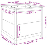 Fioriera da Giardino Grigia 82,5x82,5x78cm Legno Massello Pino