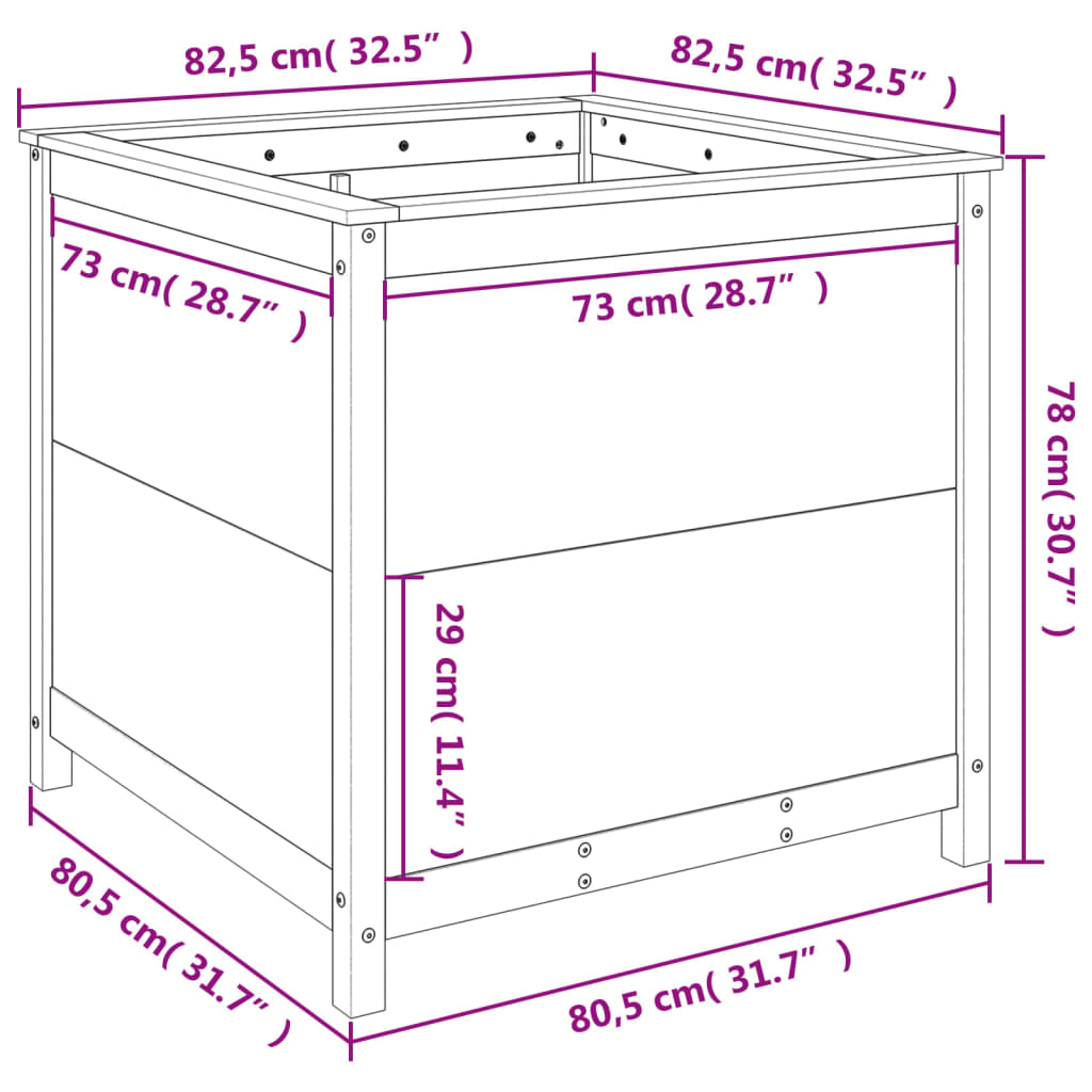 Fioriera da Giardino Miele 82,5x82,5x78 cm Legno Massello Pino