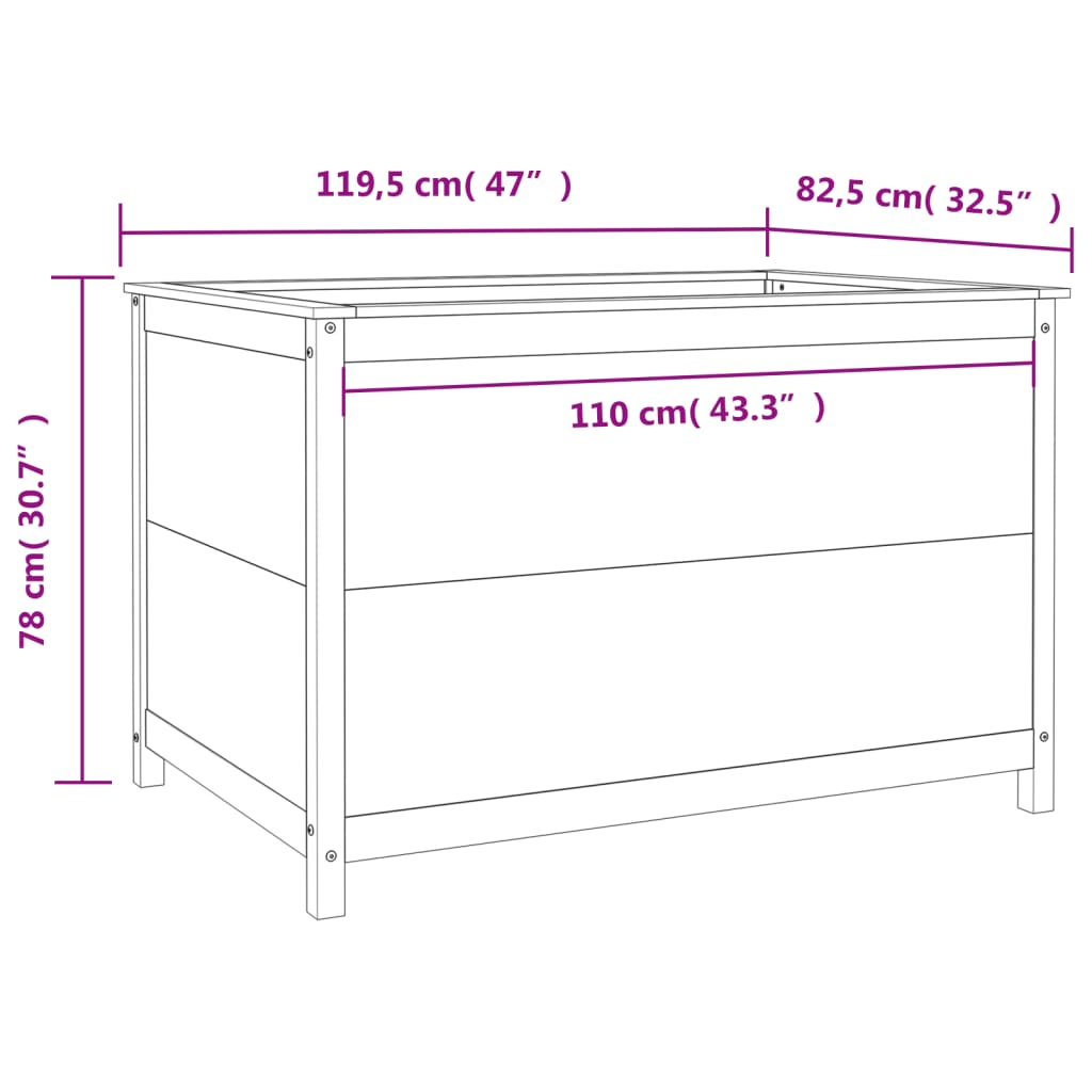 Fioriera Rialzata Giardino Bianca 119,5x82,5x78cm Massello Pino