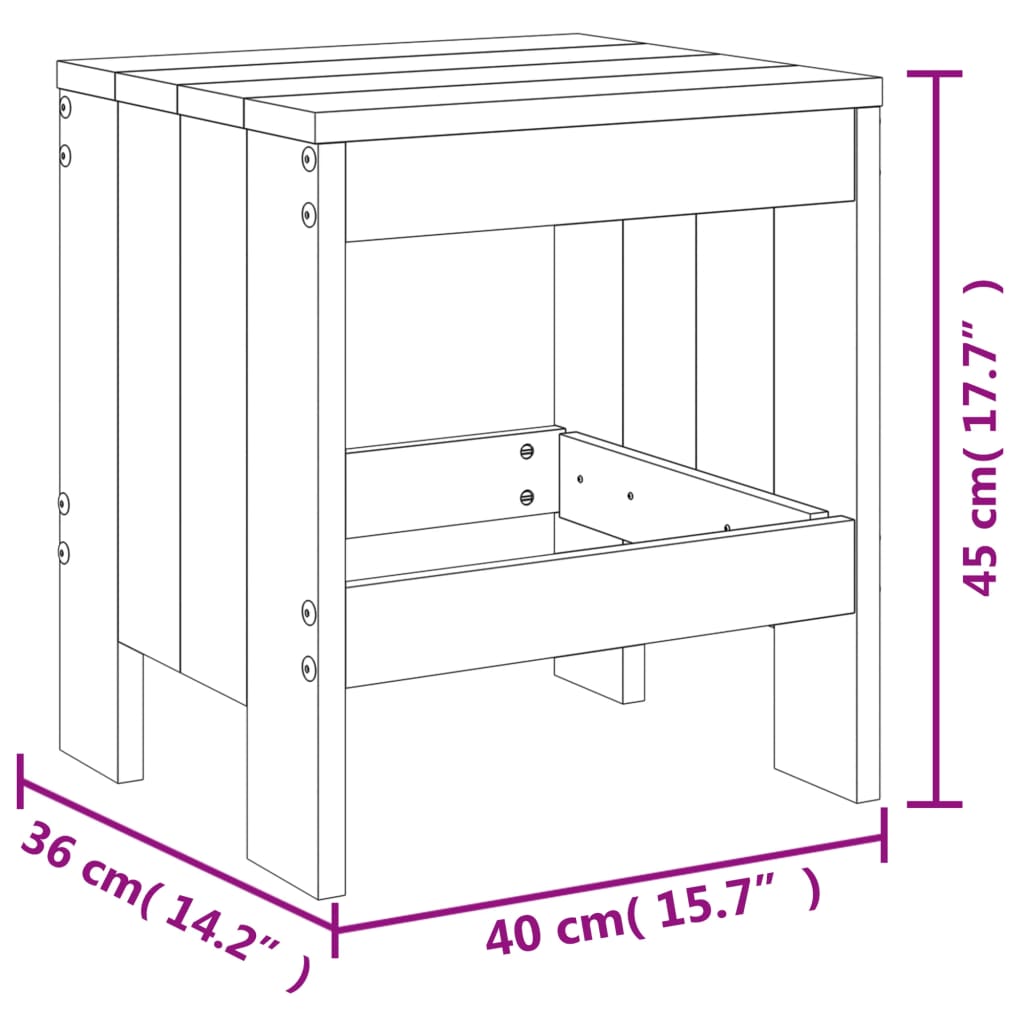 Sgabelli da Giardino 2 pz 40x36x45 cm in Legno Massello di Pino