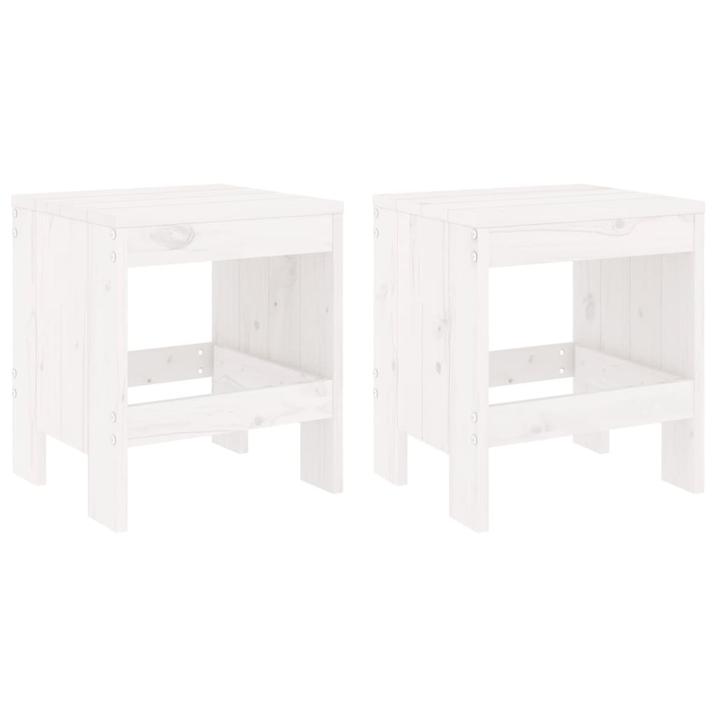 Sgabelli da Giardino 2pz Bianchi 40x36x45cm Legno Massello Pino