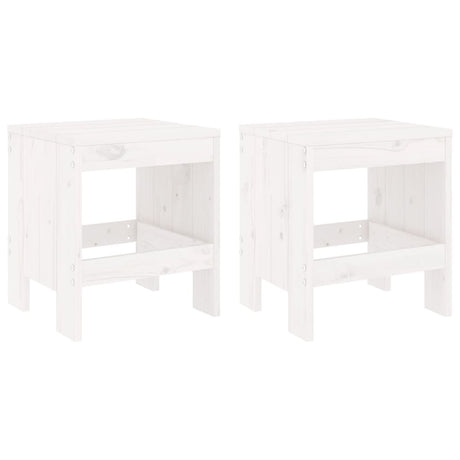 Sgabelli da Giardino 2pz Bianchi 40x36x45cm Legno Massello Pino