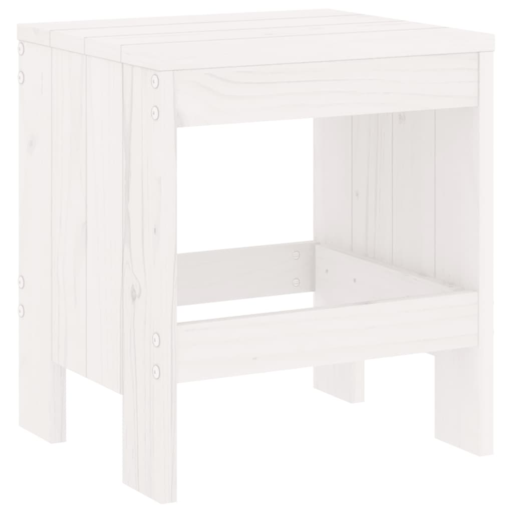 Sgabelli da Giardino 2pz Bianchi 40x36x45cm Legno Massello Pino