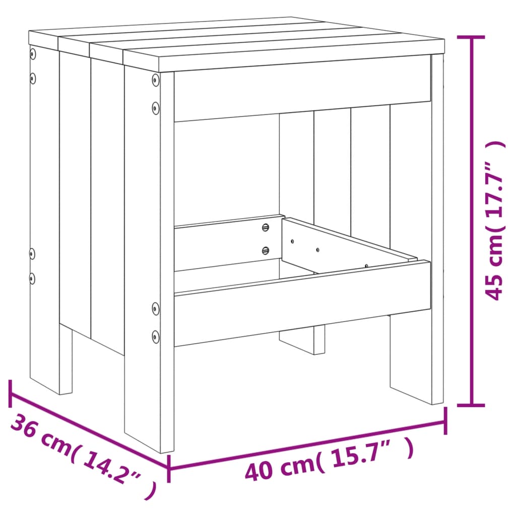 Sgabelli da Giardino 2pz Bianchi 40x36x45cm Legno Massello Pino