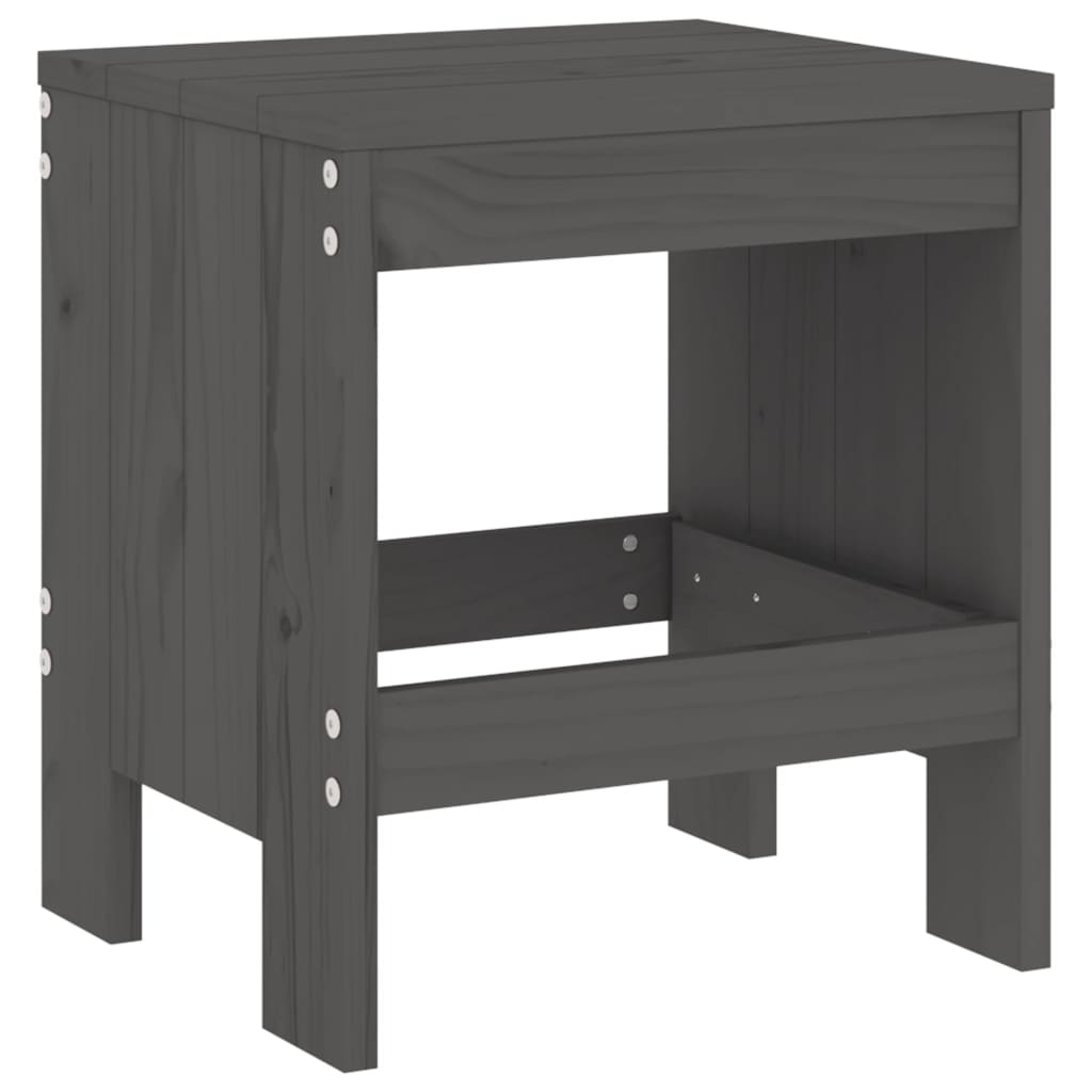 Sgabelli da Giardino 2pz Grigi 40x36x45cm Legno Massello Pino