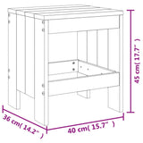 Sgabelli da Giardino 2pz Grigi 40x36x45cm Legno Massello Pino