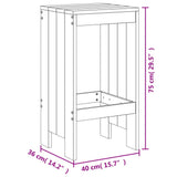 Sgabelli da Bar 2 pz 40x36x75 cm in Legno Massello di Pino