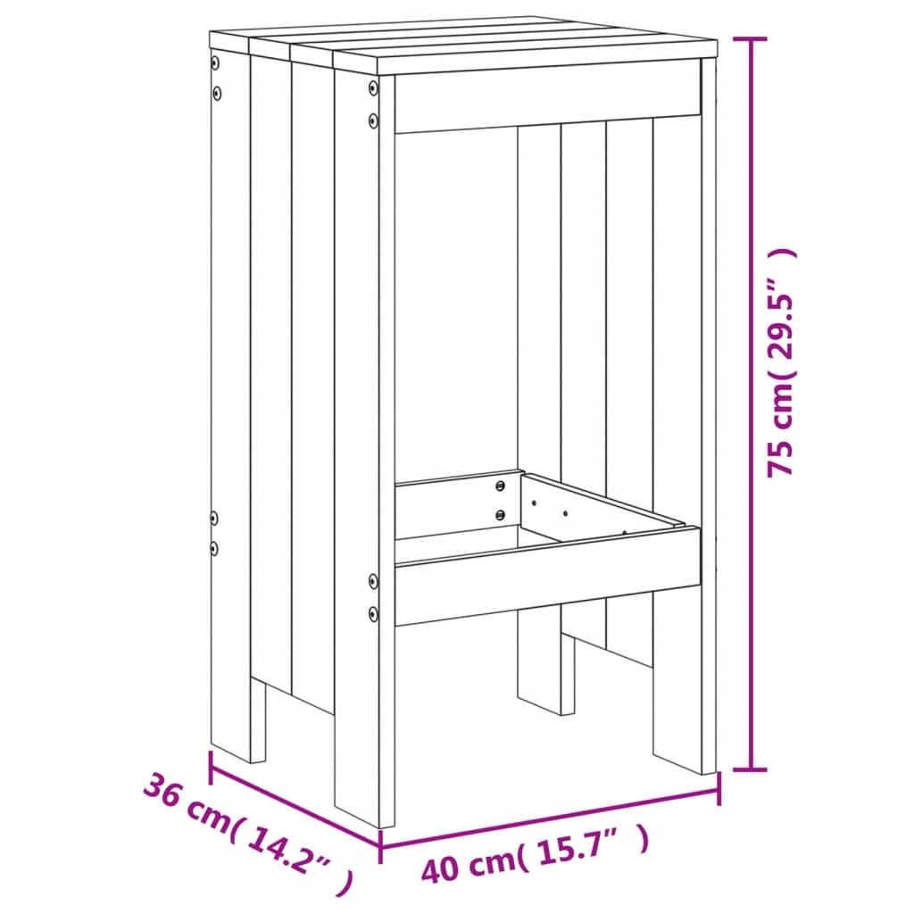 Sgabelli da Bar 2 pz Bianchi 40x36x75 cm Legno Massello di Pino