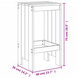 Sgabelli da Bar 2 pz Bianchi 40x36x75 cm Legno Massello di Pino