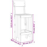 Sgabelli da Bar 2 pz 40x48,5x115,5 cm in Legno Massello di Pino