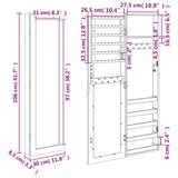 Armadio Portagioie con Specchio a Muro Nero 30x8,5x106 cm