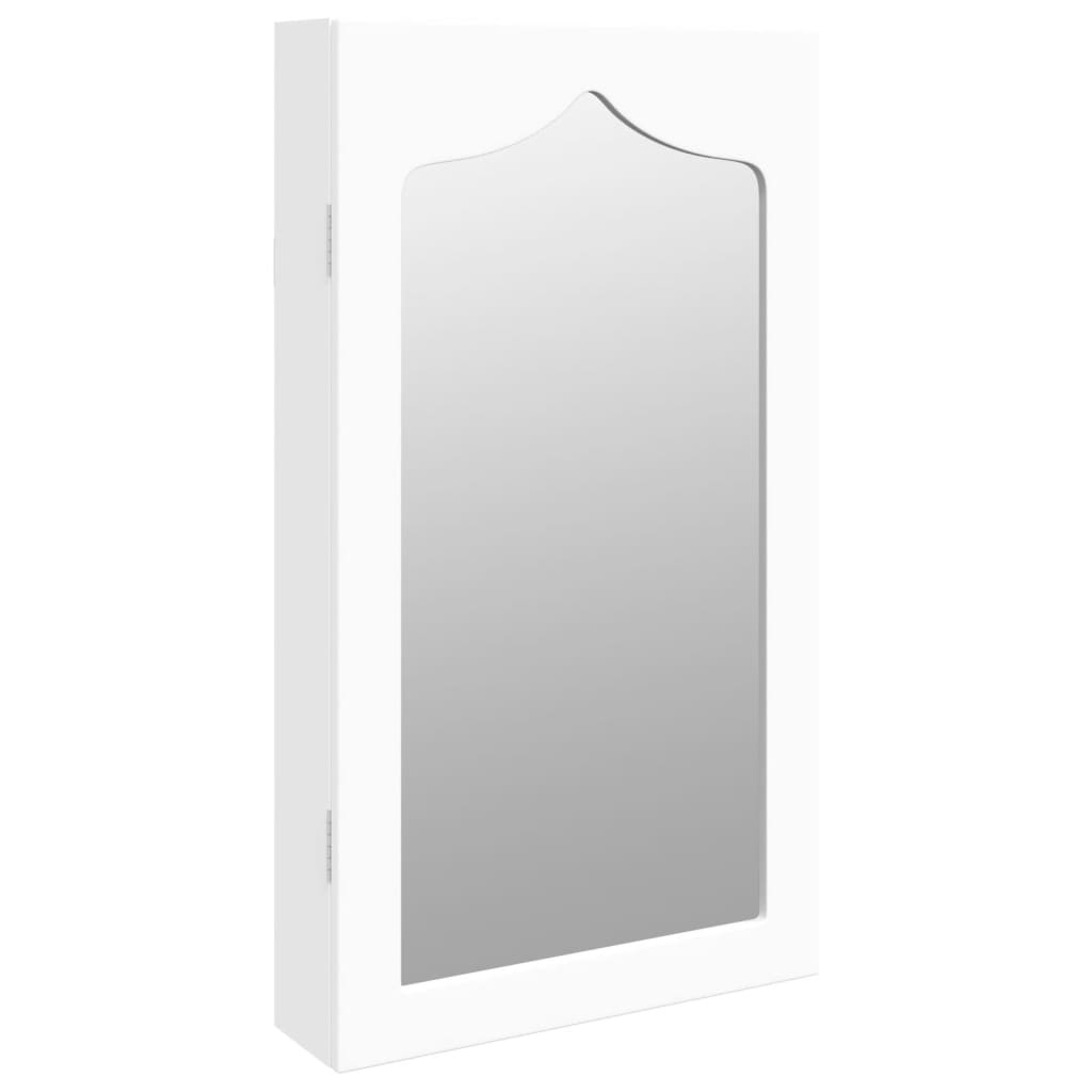 Armadio Portagioie con Specchio a Muro Bianco 37,5x10x67 cm