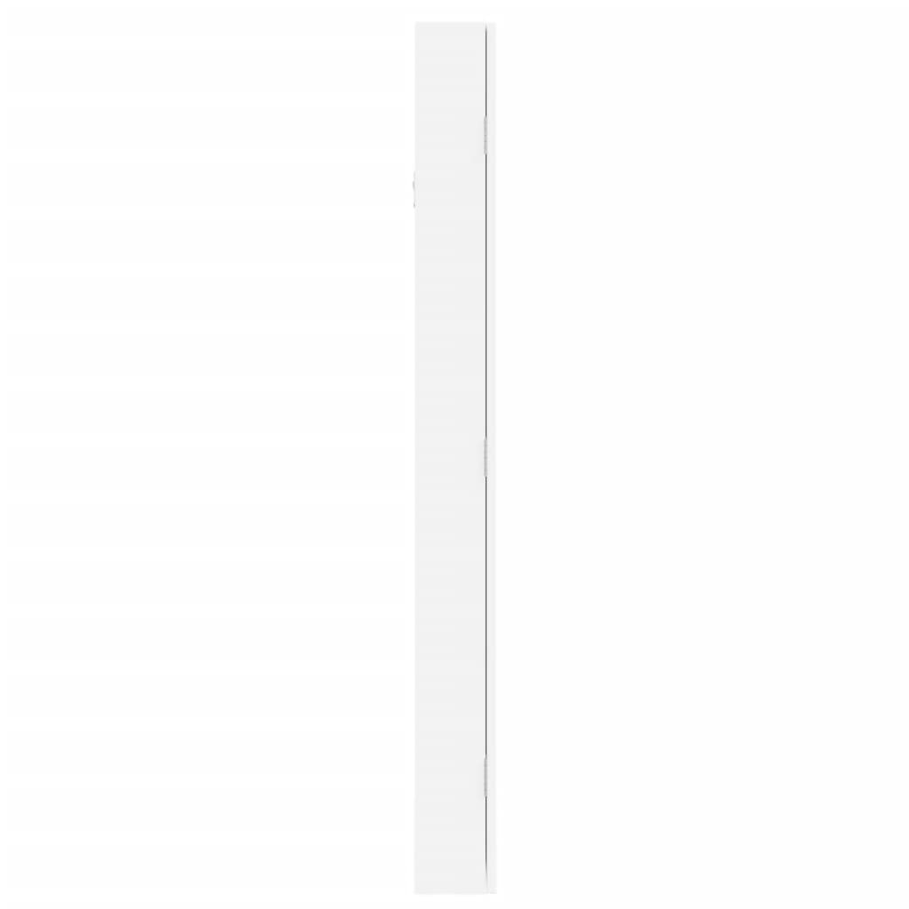 Armadio Portagioie con Specchio a Muro Bianco 37,5x10x106 cm