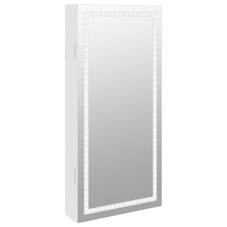 Armadio Portagioie a Specchio con Luci LED a Parete Bianco