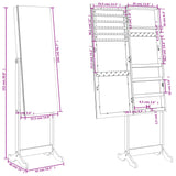 Armadio Portagioie Specchio Autoportante Bianco 42x38x152 cm