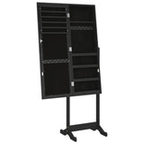 Armadio Portagioie Specchio Autoportante Nero 42x38x152 cm