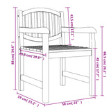 Sedie da Giardino 2 pz 58x59x88 cm in Legno Massello di Teak