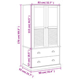 Armadio VIGO 90x55x176 cm in Legno Massello di Pino