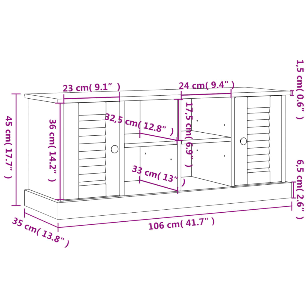 Panca Porta Scarpe VIGO 106x35x45 cm in Legno Massello di Pino