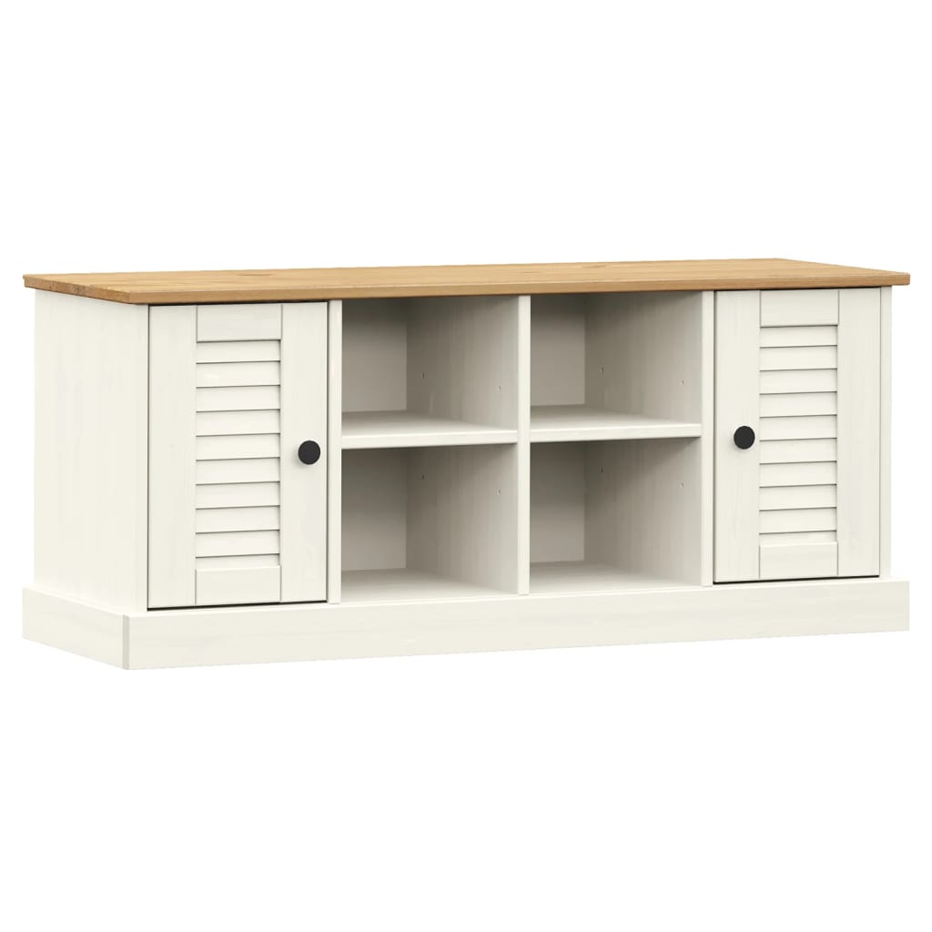 Panca Porta Scarpe Bianca VIGO 106x35x45 cm Legno Massello Pino