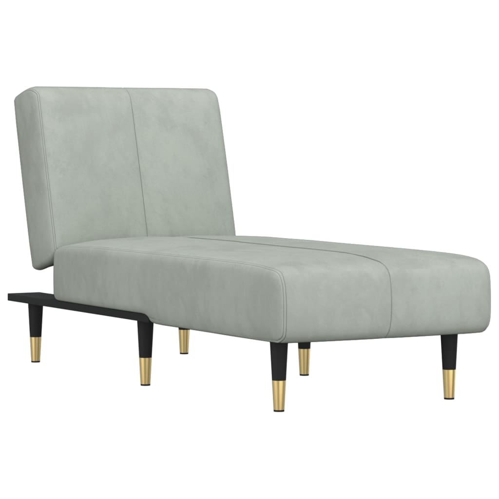 Chaise Longue in Velluto Grigio Chiaro