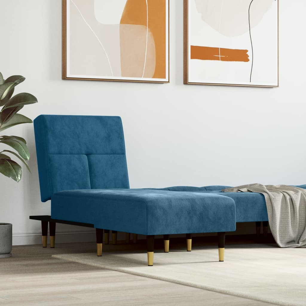 Chaise Longue in Velluto Blu