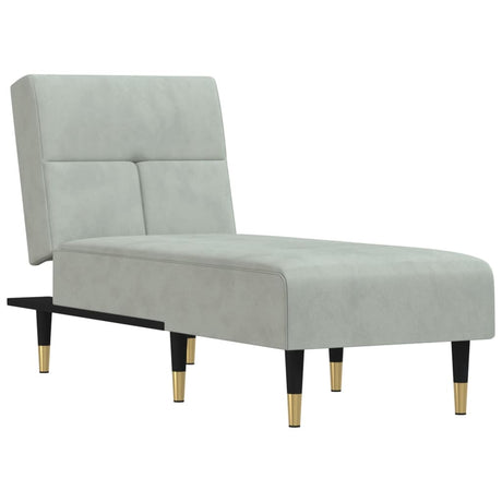 Chaise Longue in Velluto Grigio Chiaro