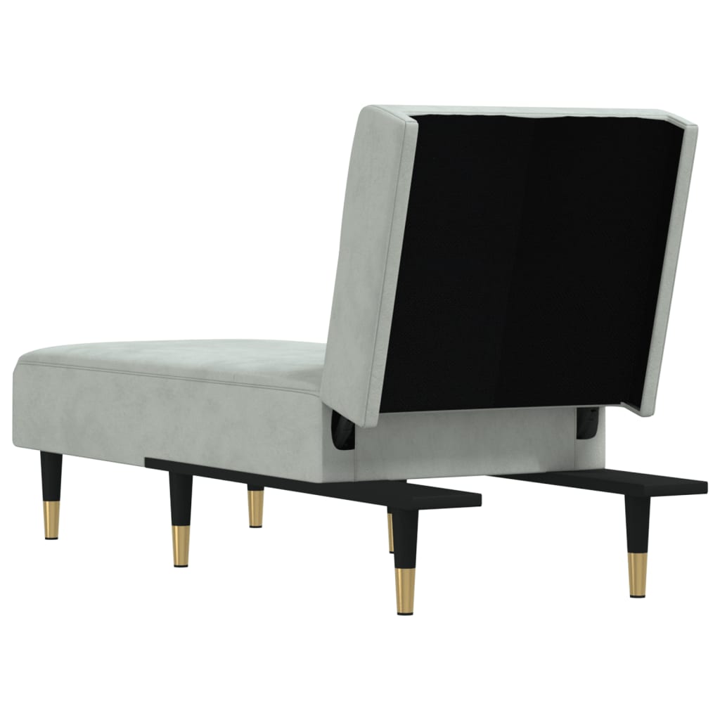 Chaise Longue in Velluto Grigio Chiaro