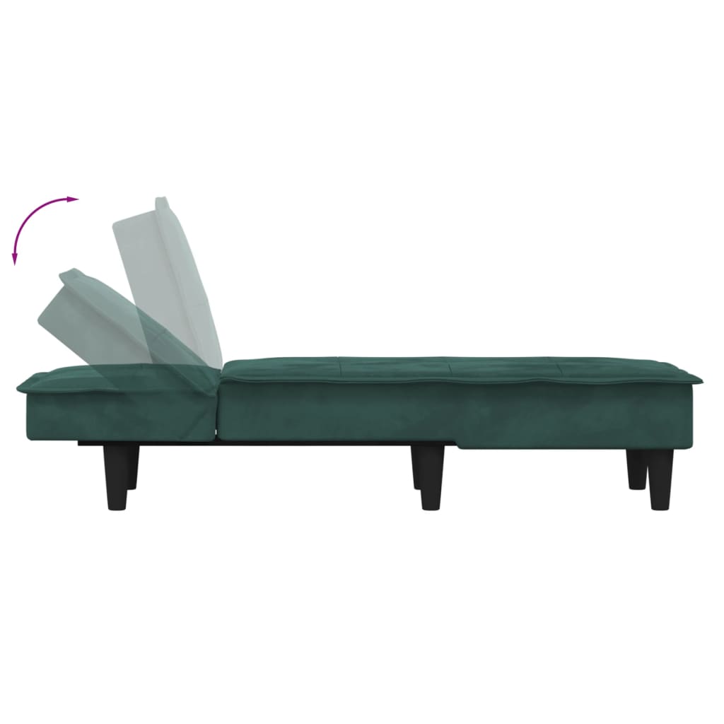 Chaise Longue in Velluto Verde Scuro