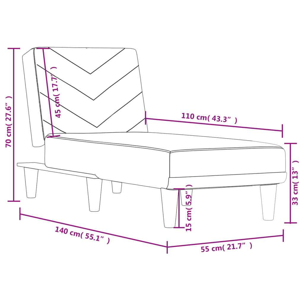 Chaise Longue in Tessuto Nero