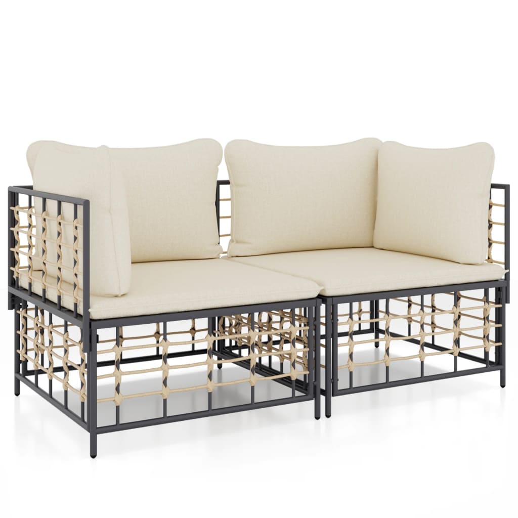 Divani Angolari Modulari con Cuscini 2 pz in Polyrattan