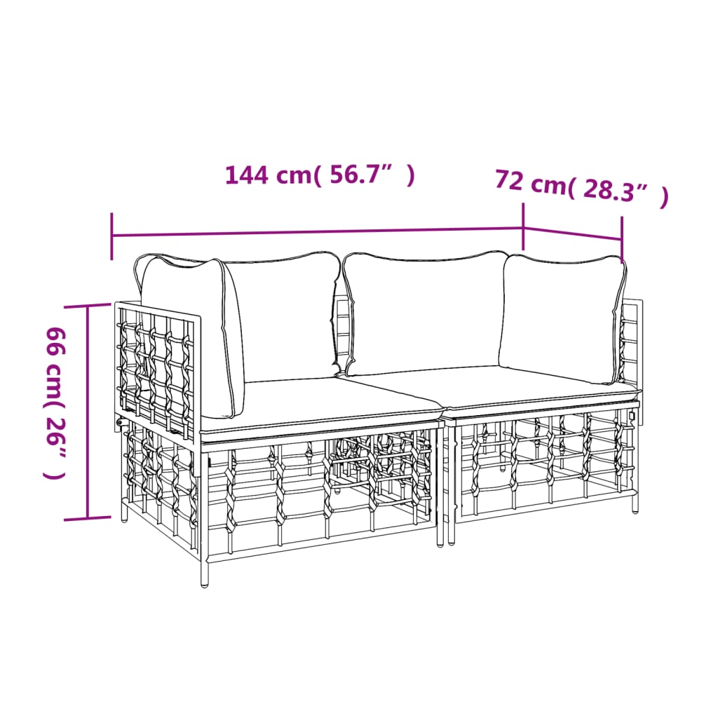 Divani Angolari Modulari con Cuscini 2 pz in Polyrattan