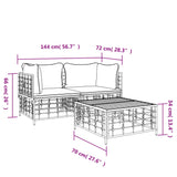 Set Divani da Giardino 3 pz con Cuscini Antracite in Polyrattan