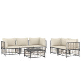 Set Divani da Giardino 6 pz con Cuscini Antracite in Polyrattan