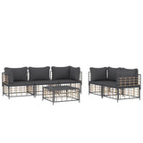 Set Divani da Giardino 6 pz con Cuscini Antracite in Polyrattan